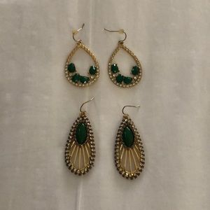 Gold and Green Earrings